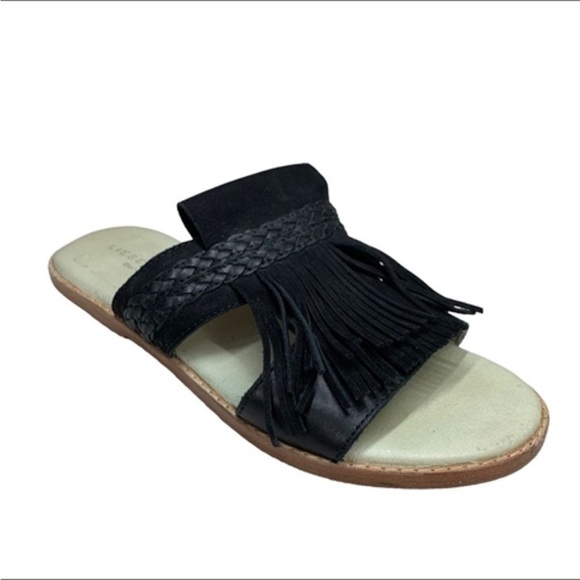 Liebeskind Black Fringe Sandals Boho Open Toe Anthropologie Size 36 - Picture 3 of 6